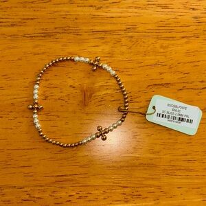 Enewton signature cross gold bliss pattern 2.5mm stretch bead bracelet-pearl